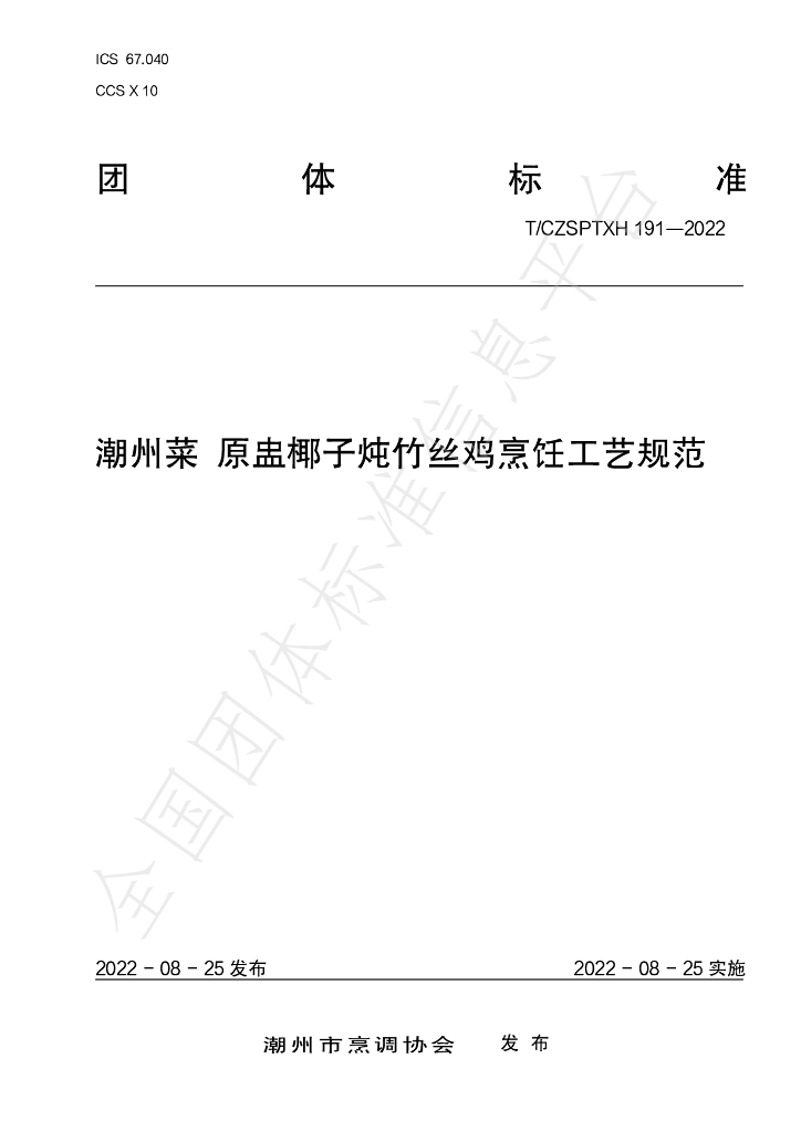 T/CZSPTXH 191-2022 标准预览