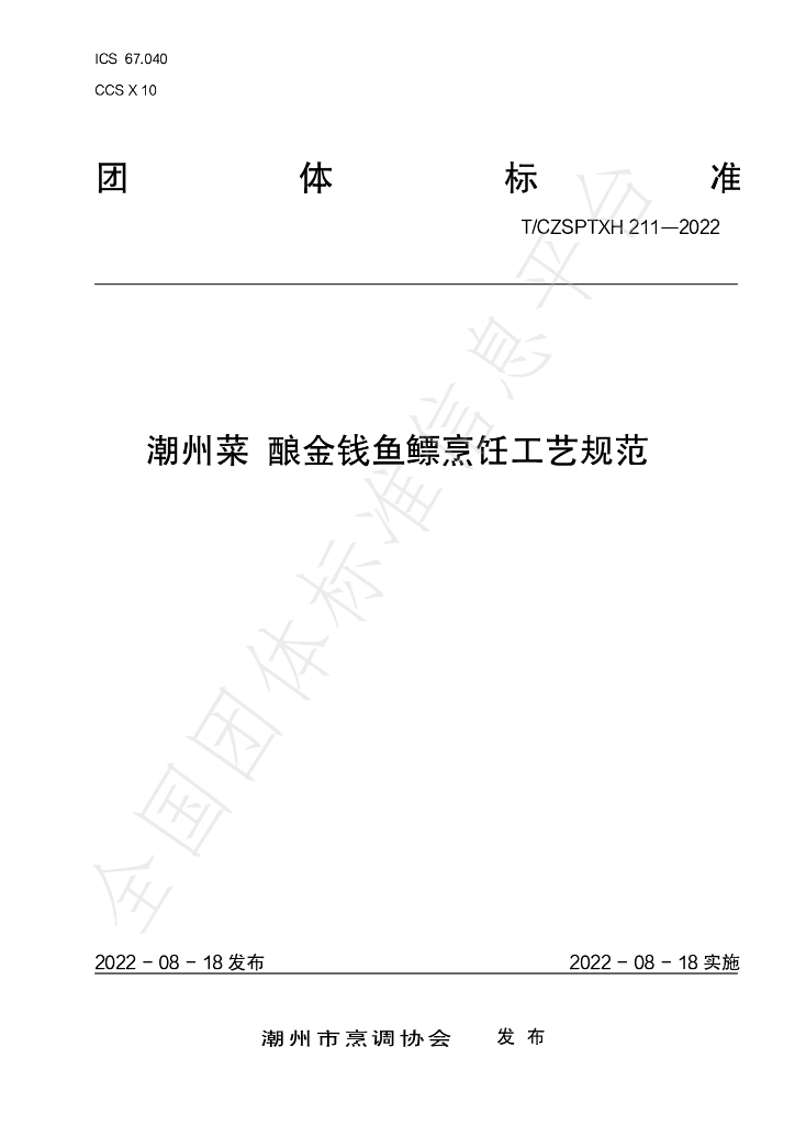 T/CZSPTXH 211-2022 标准预览