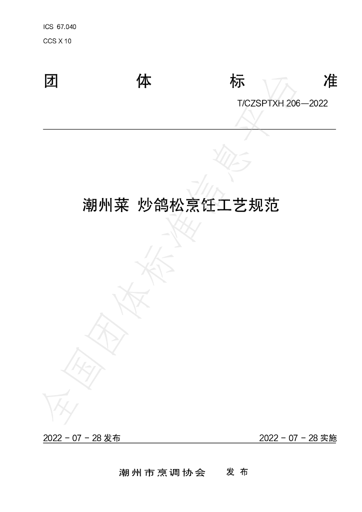 T/CZSPTXH 206-2022 标准预览
