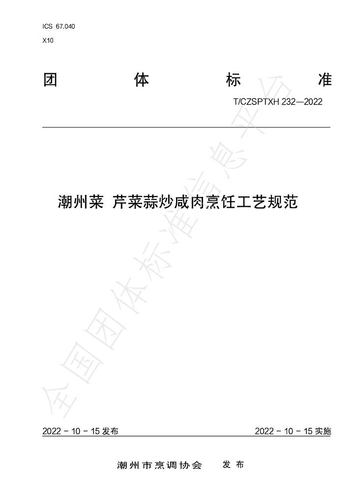 T/CZSPTXH 232-2022 标准预览