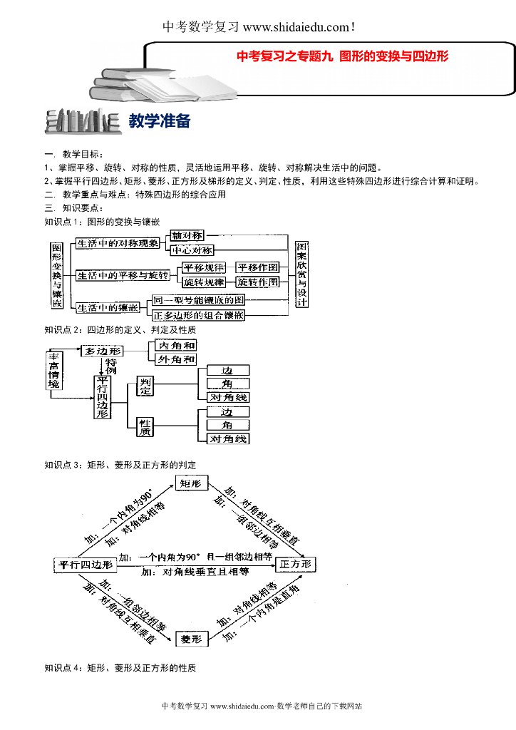 <em>中考</em>数学复习-专题九-图形地变换与四边形-完美编辑版 海报