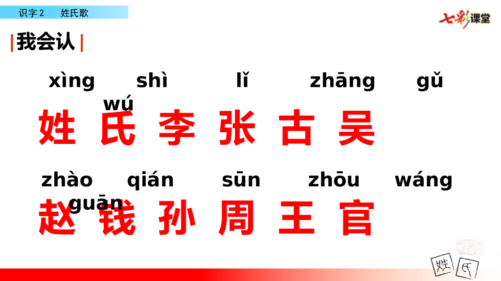 部编版一年级语文下册识字2 姓氏歌_第6页