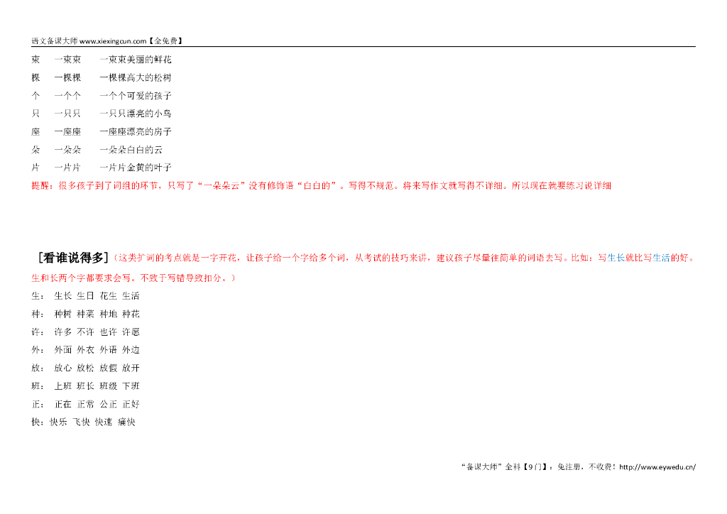 【新部编人教版】一年级语文上册：全册复习知识点（Word版，14页）_第10页