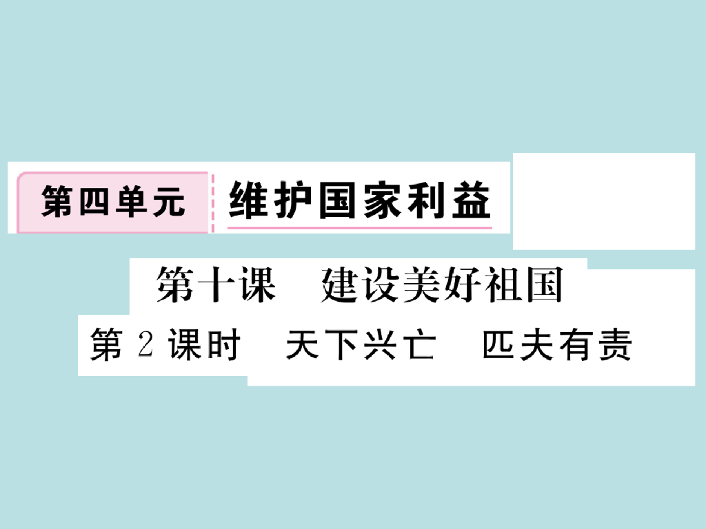 2021部编人教版八年级道德与法治上册习题讲评课件：10.2天下兴亡 匹夫有责