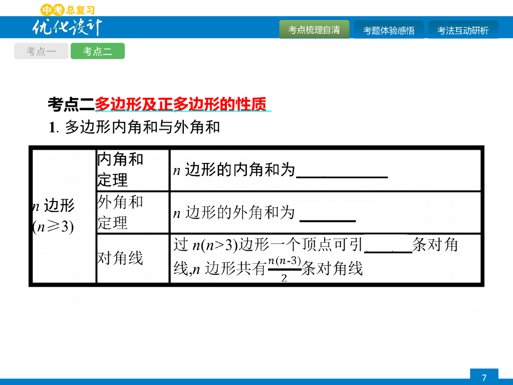 人教版中考数学复习《第20讲：多边形与平行四边形》课件ppt课件_第7页