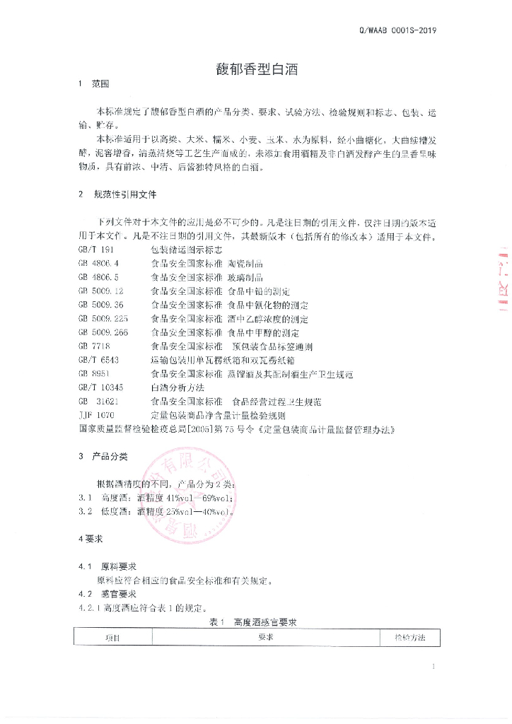 Q/WAAB 0001S-2019 标准预览