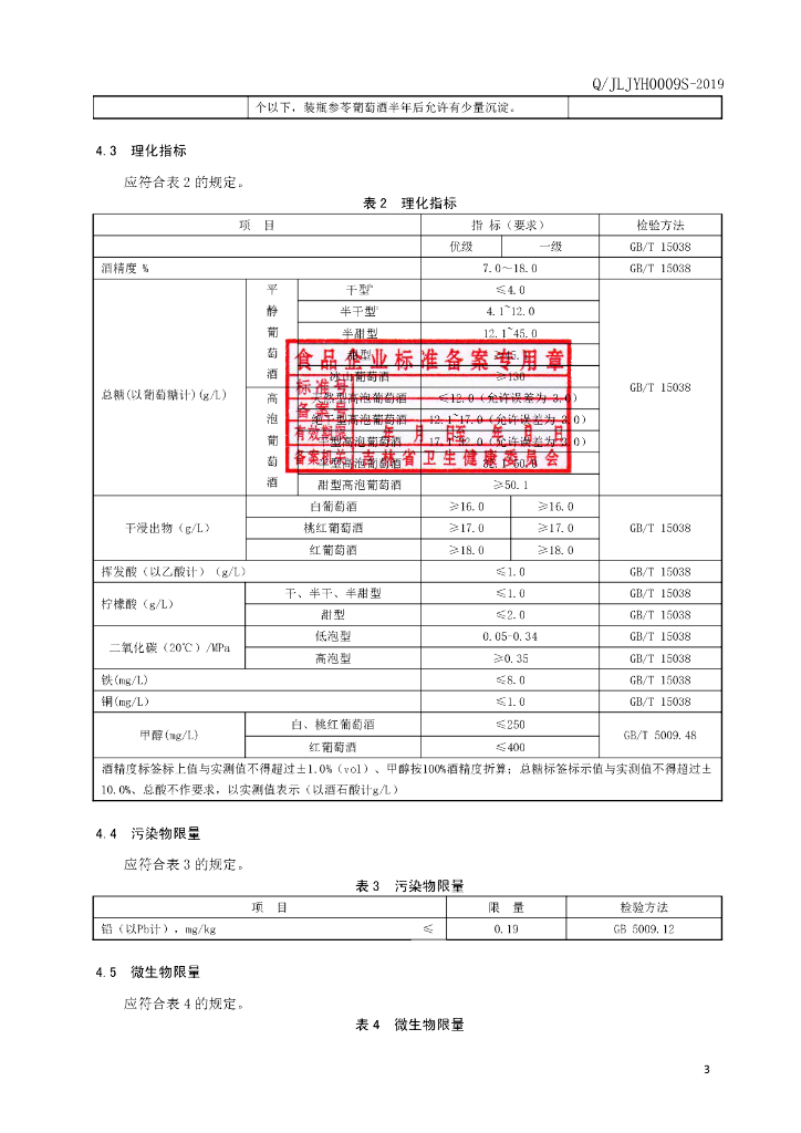 Q/JLJYH 0009S-2019 标准预览