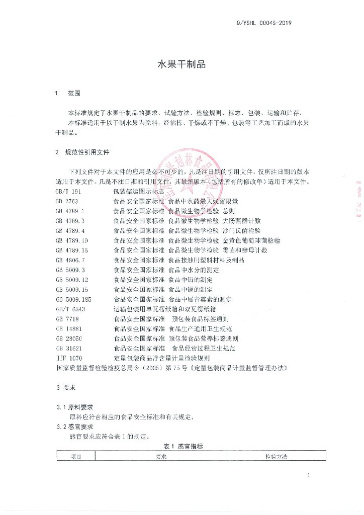 Q/YSHL 0004S-2019 标准预览