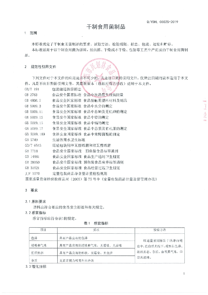 Q/YSHL 0002S-2019 标准预览