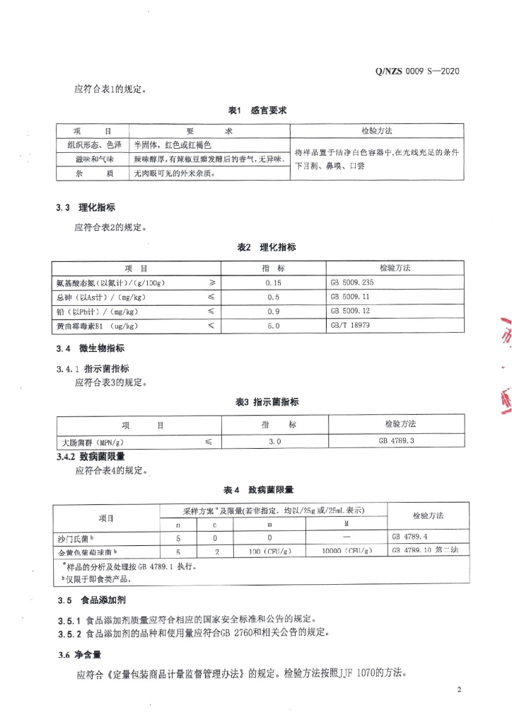 Q/NZS 0009S-2020 标准预览