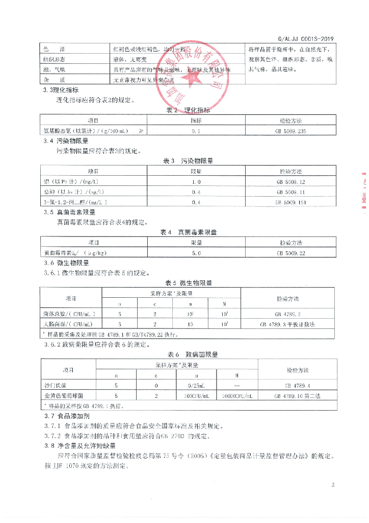 Q/ALJJ 0001S-2019 标准预览