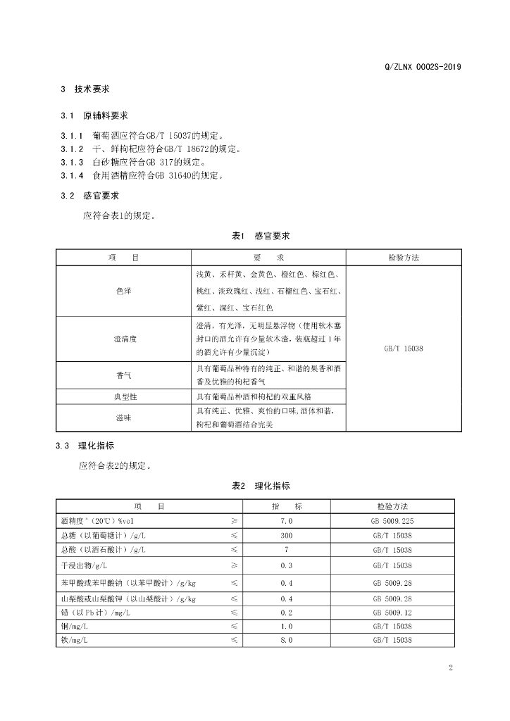 Q/ZLNX 0002S-2019 标准预览
