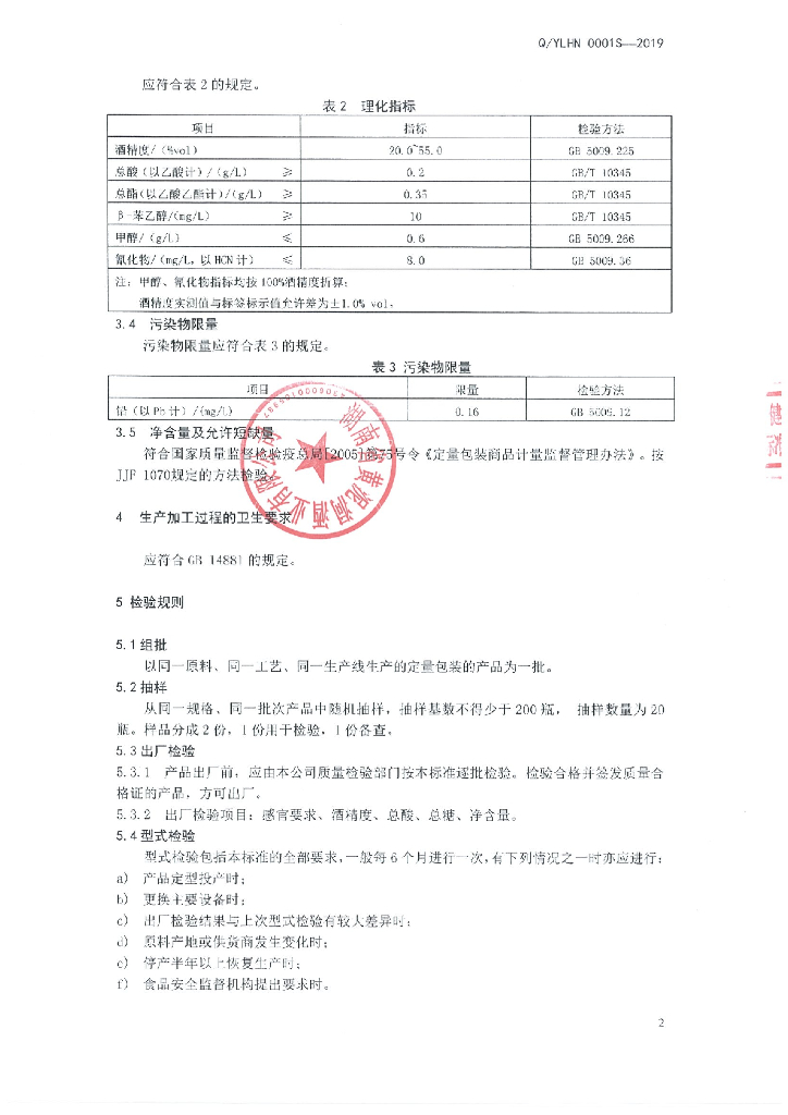 Q/YLHN 0001S-2019 标准预览