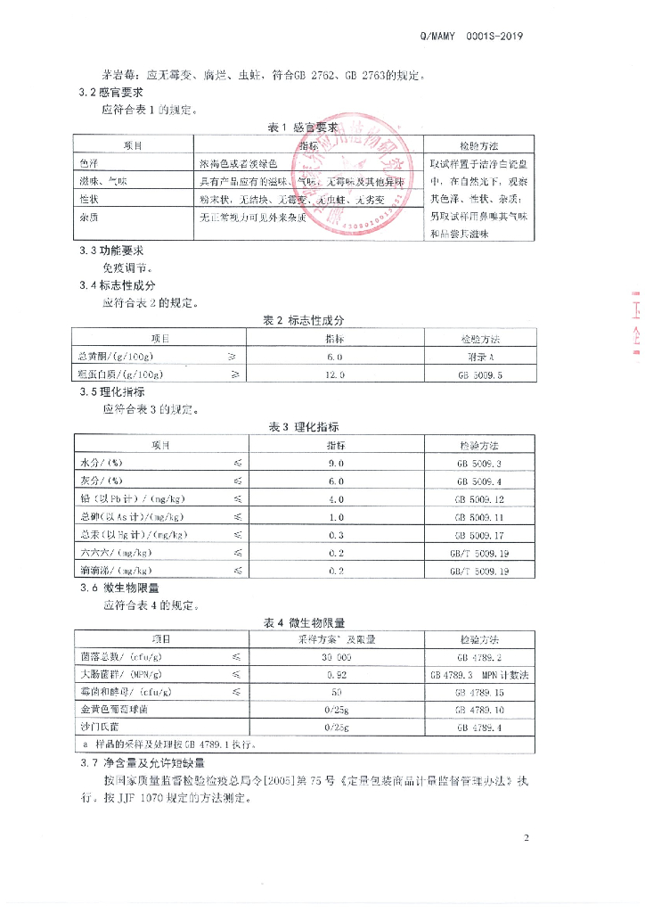 Q/MAMY 0001S-2019 标准预览