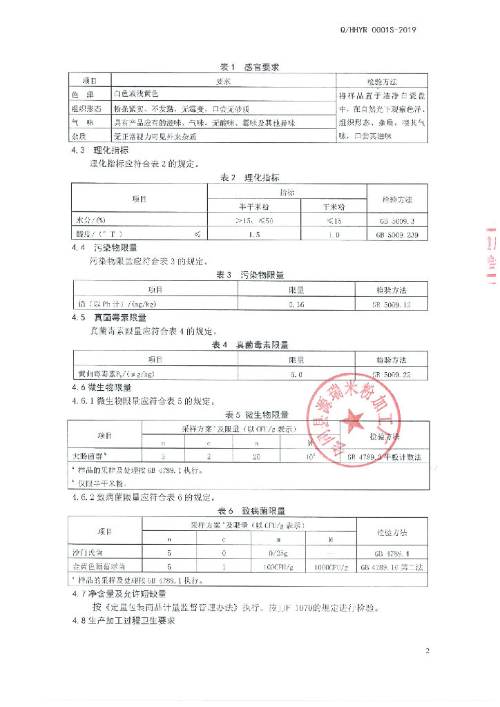 Q/HHYR 0001S-2019 标准预览