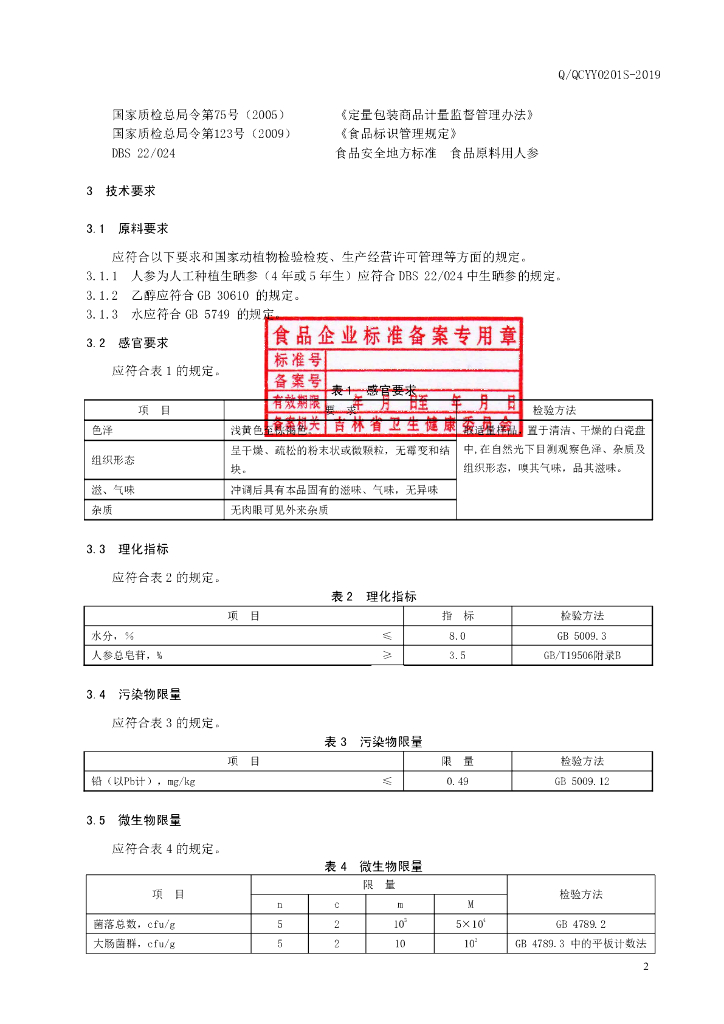 Q/QCYY 0201S-2019 标准预览