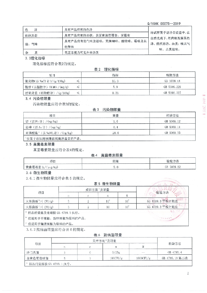 Q/YXHK 0007S-2019 标准预览