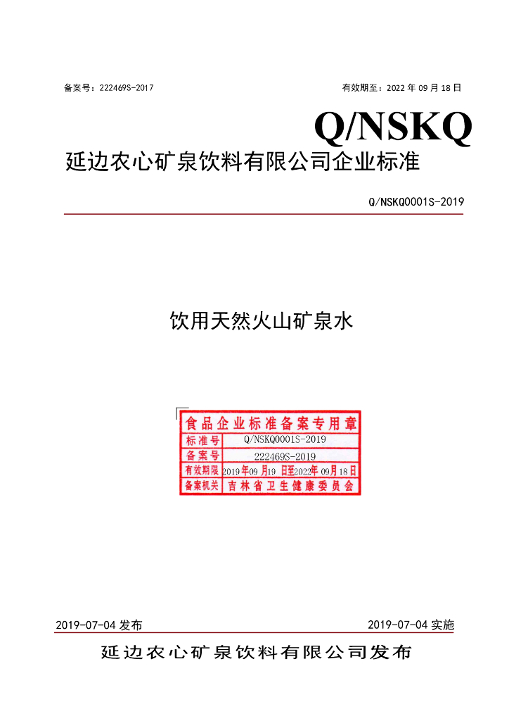 Q/NSKQ 0001S-2019 标准预览