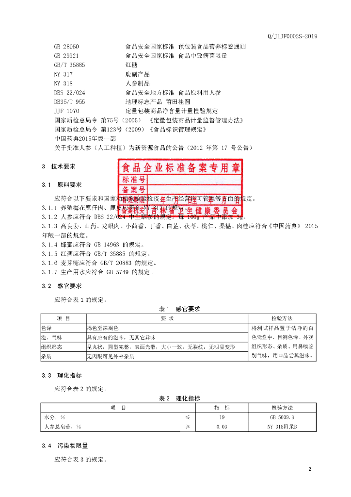 Q/JLJF 0002S-2019 标准预览
