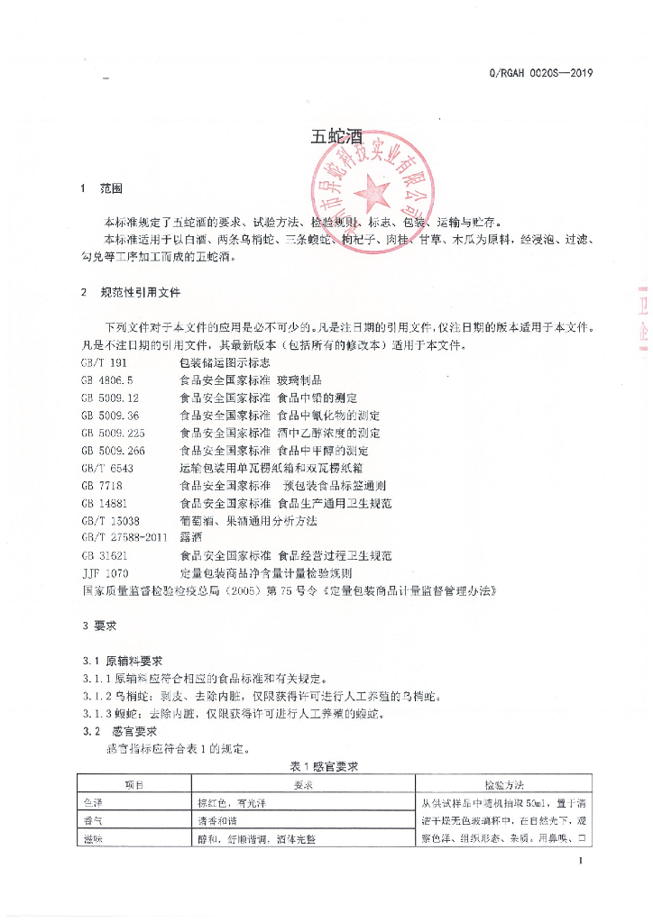 Q/RGAH 0020S-2019 标准预览