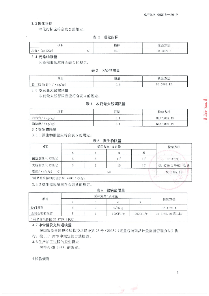 Q/YDJX 0001S-2019 标准预览