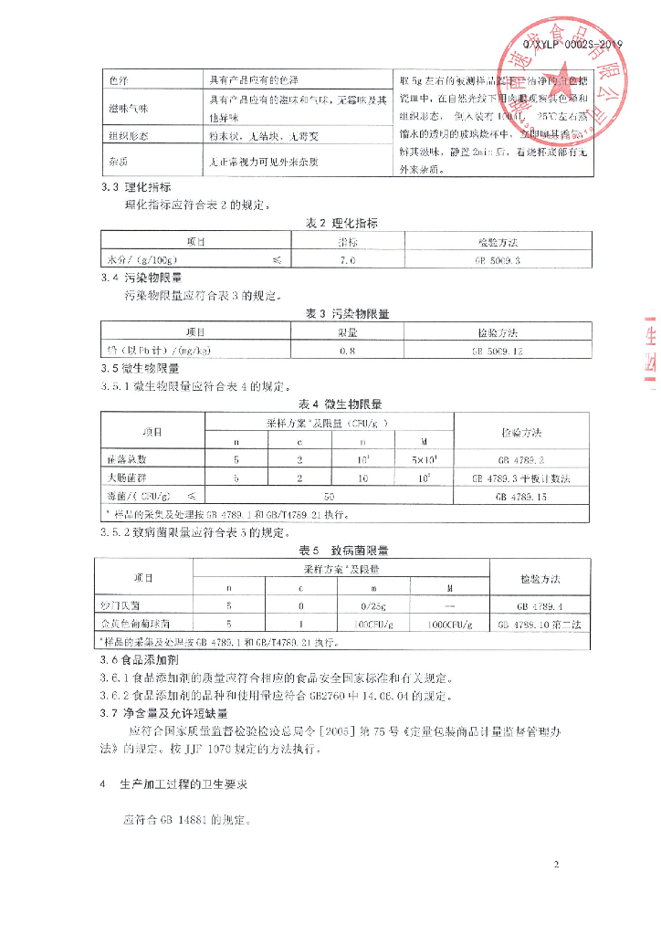 Q/XYLP 0002S-2019 标准预览