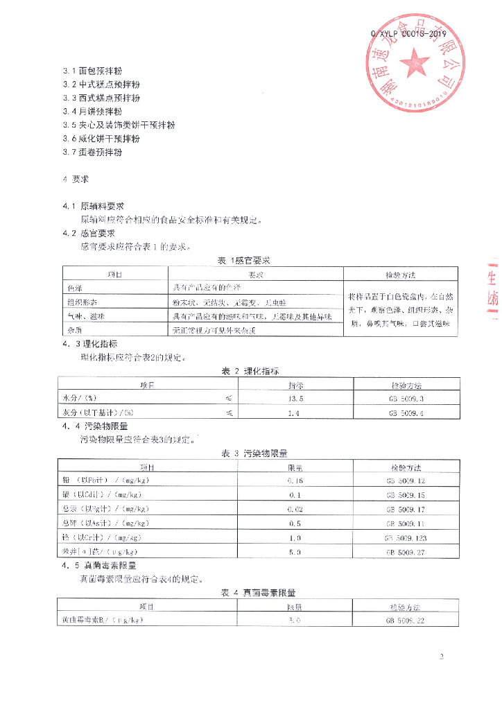Q/XYLP 0001S-2019 标准预览
