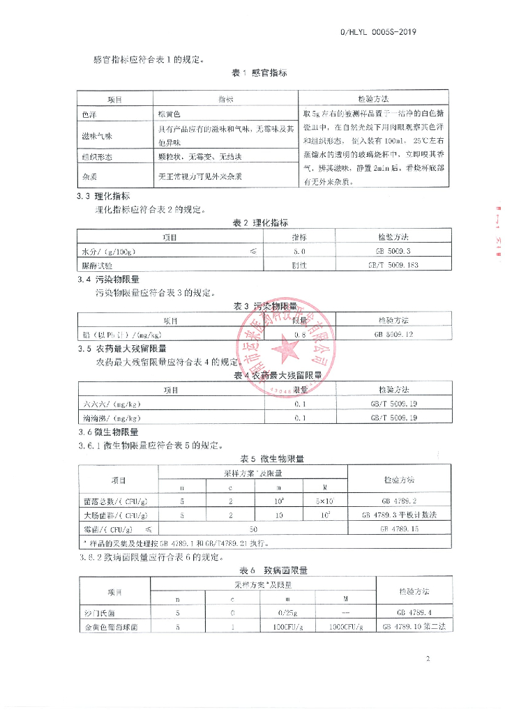 Q/HLYL 0005S-2019 标准预览