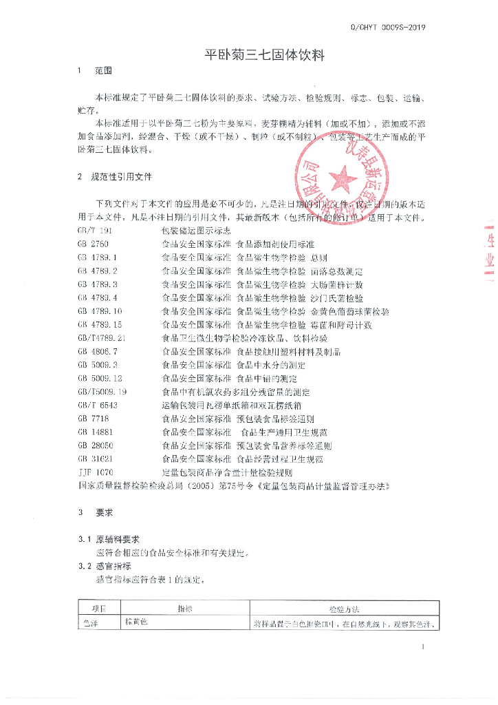Q/CHYT 0009S-2019 标准预览