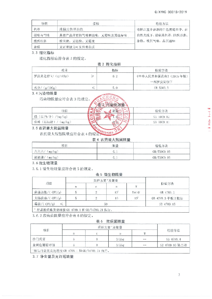 Q/AYHC 0001S-2019 标准预览