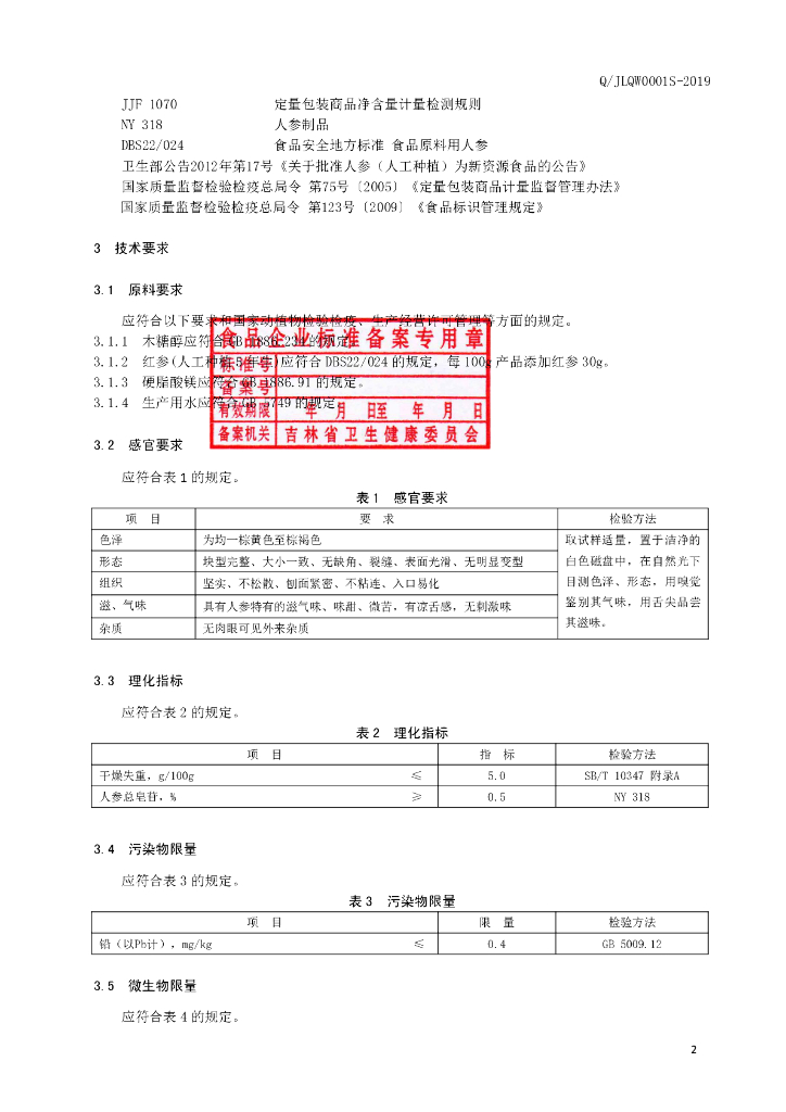 Q/JLQW 0001S-2019 标准预览