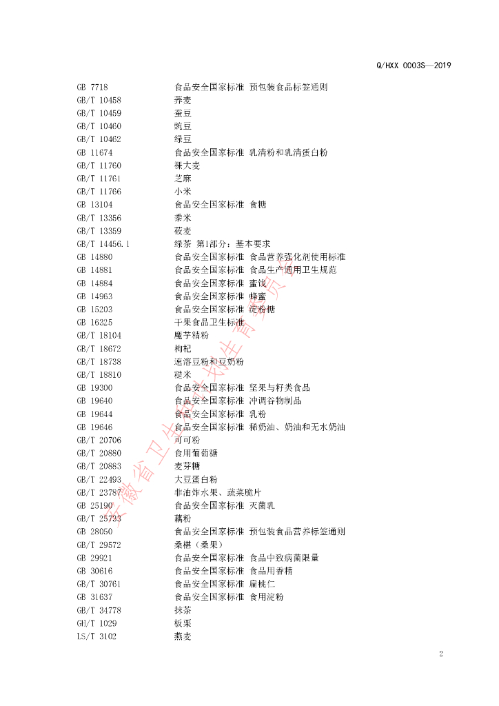 Q/HXX 0003S-2019 标准预览