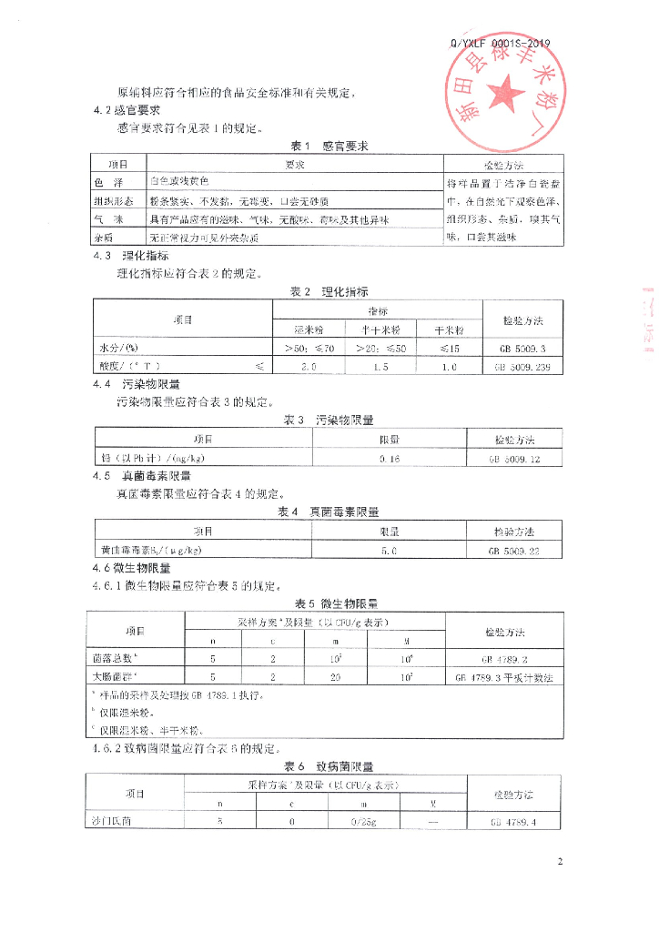 Q/YXLF 0001S-2019 标准预览