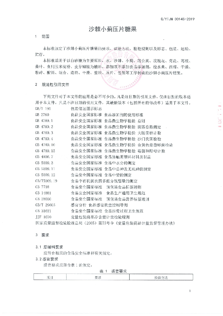 Q/YTJM 0014S-2019 标准预览