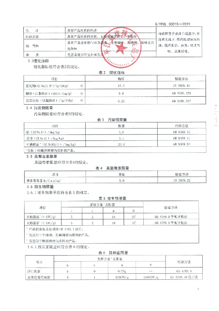 Q/YPHL 0001S-2019 标准预览