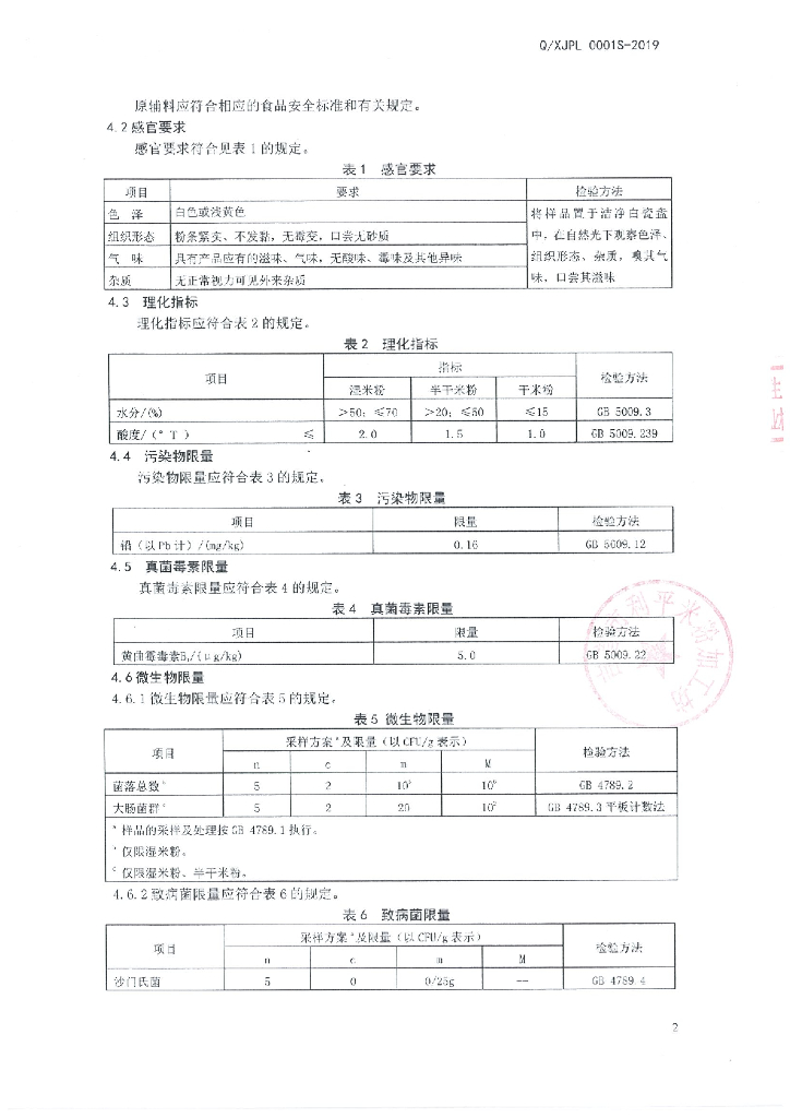 Q/XJPL 0001S-2019 标准预览