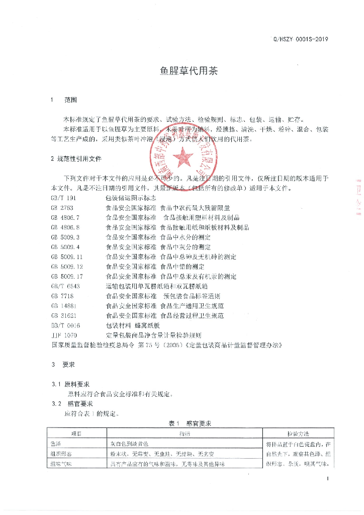 Q/HSZY 0001S-2019 标准预览