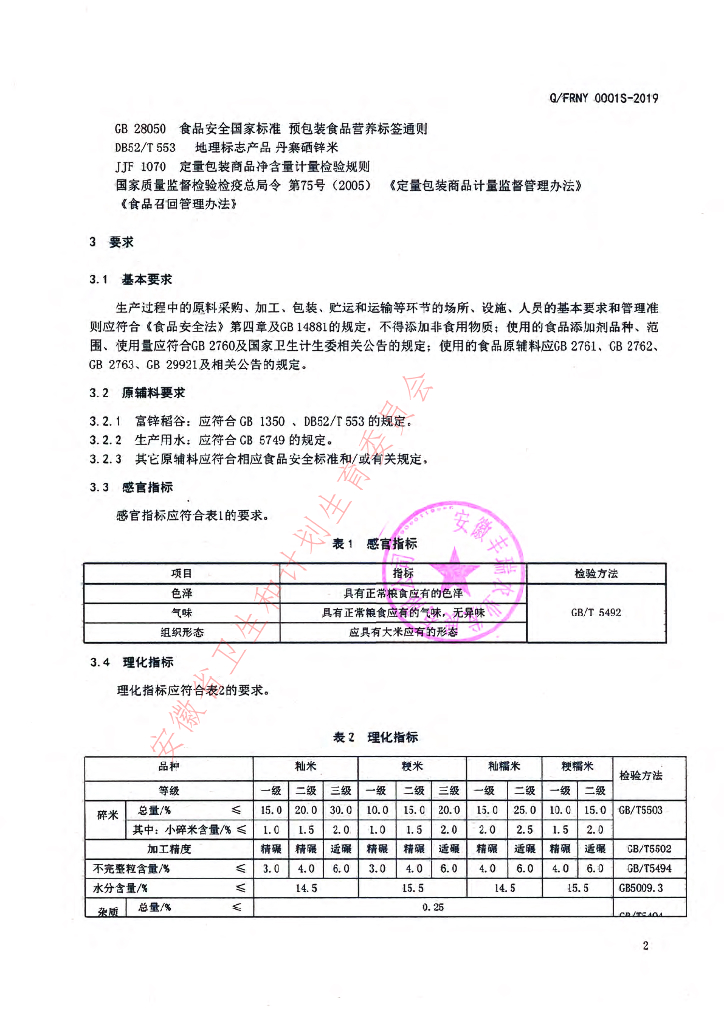 Q/FRNY 0001S-2019 标准预览