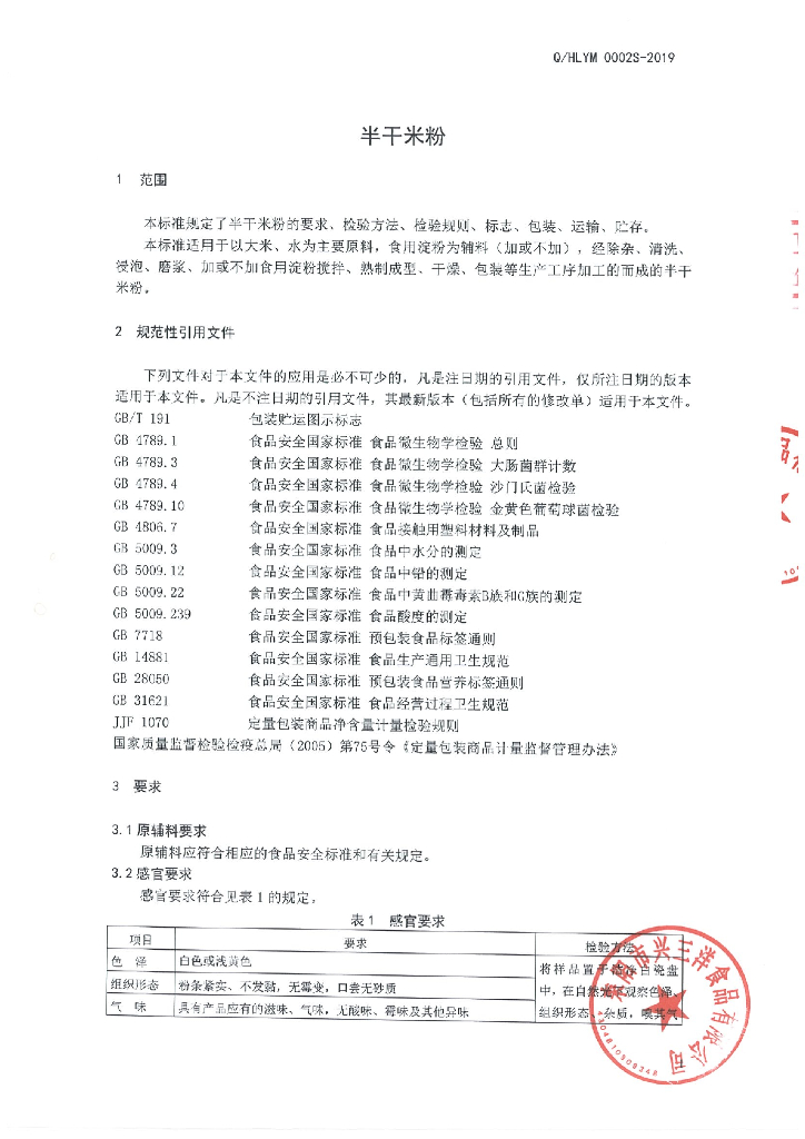 Q/HLYM 0002S-2019 标准预览