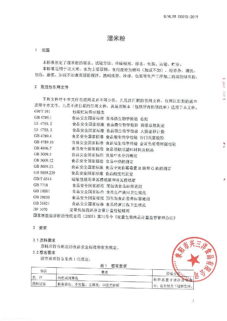 Q/HLYM 0001S-2019 标准预览