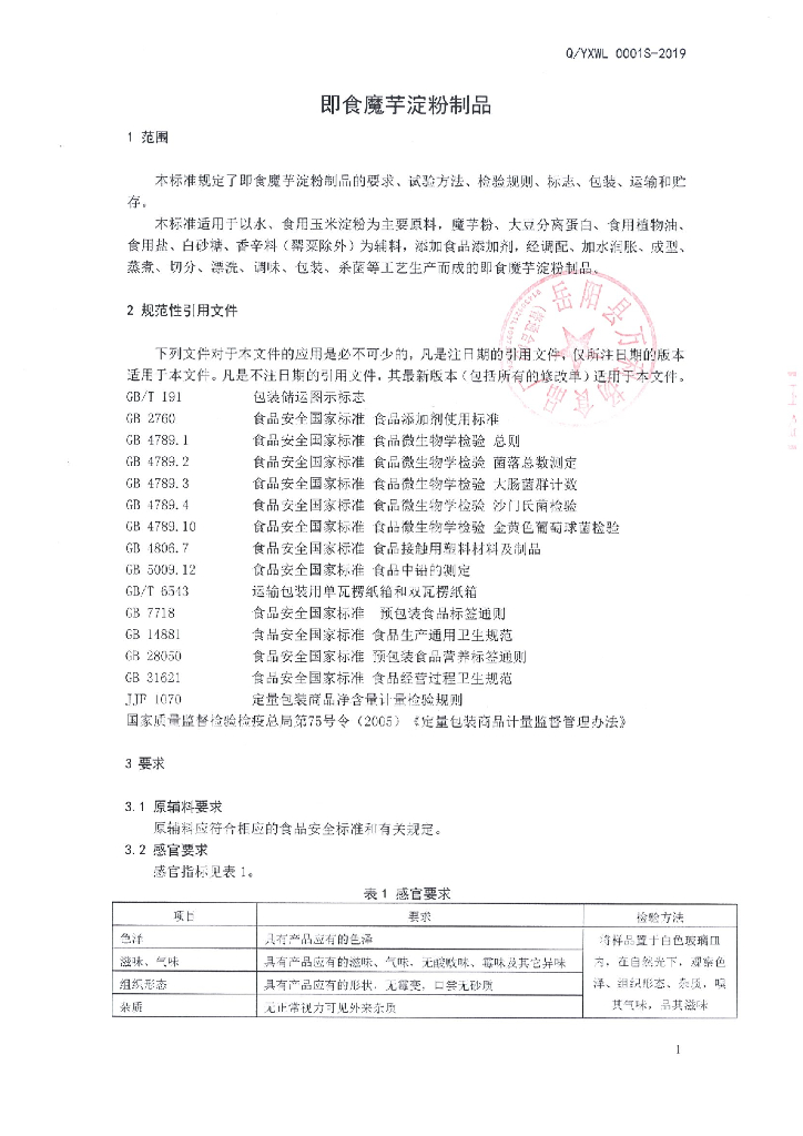 Q/YXWL 0001S-2019 标准预览