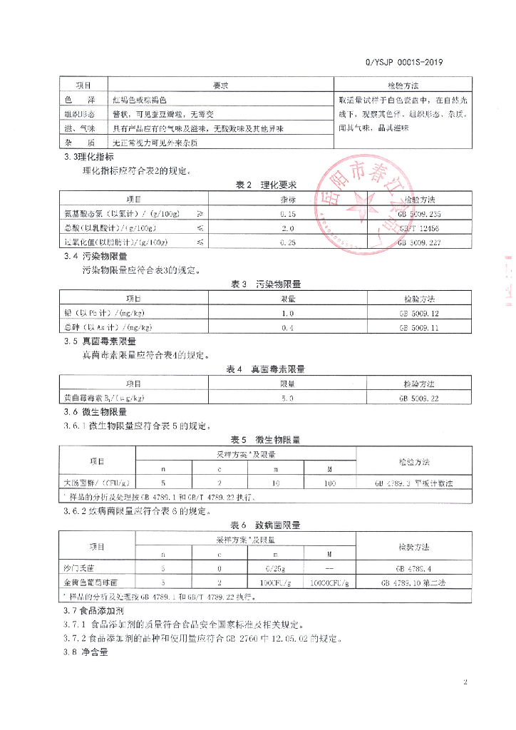 Q/YSJP 0001S-2019 标准预览