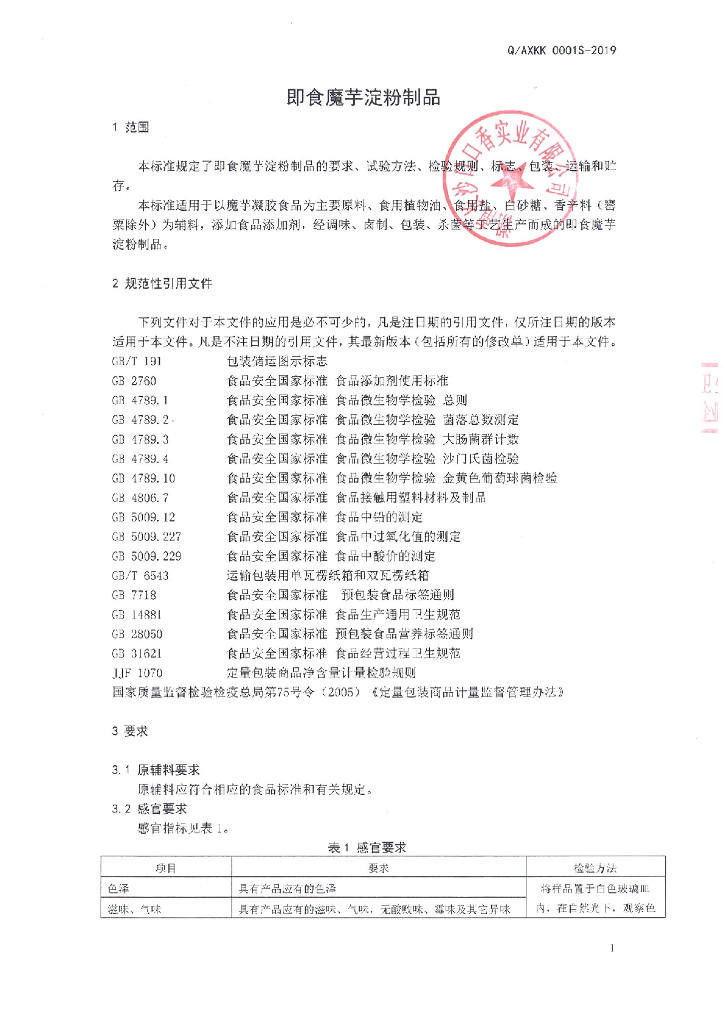 Q/AXKK 0001S-2019 标准预览