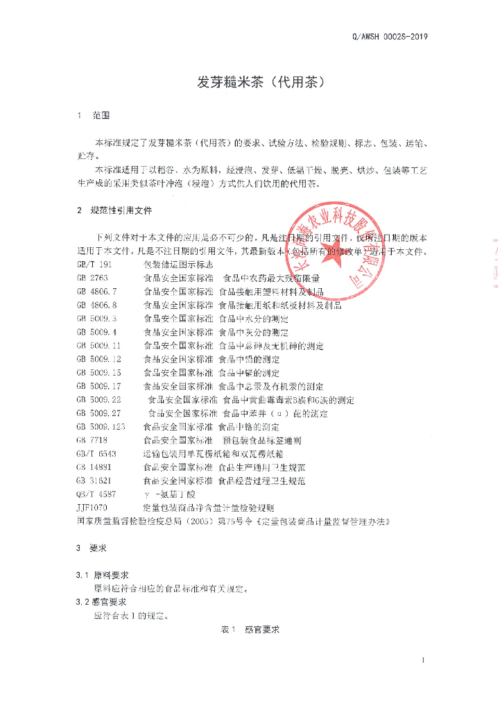 Q/AWSH 0002S-2019 标准预览