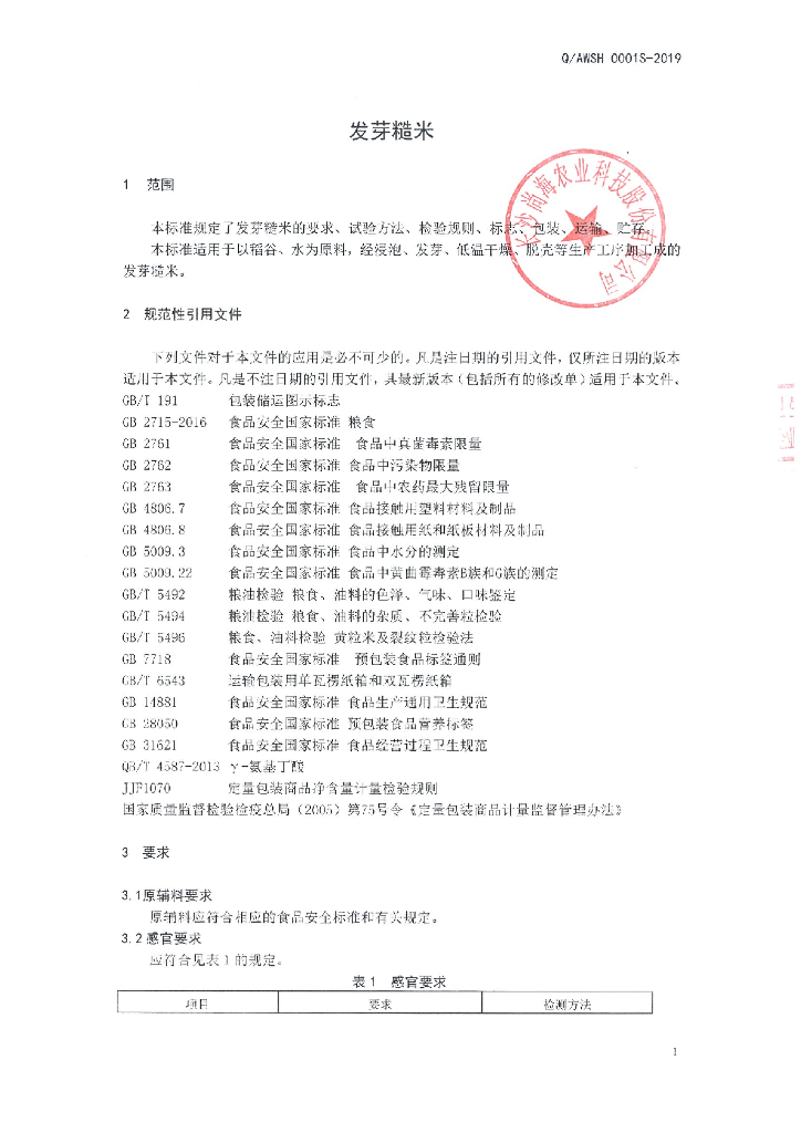 Q/AWSH 0001S-2019 标准预览