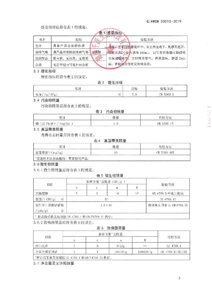 Q/AWQW 0001S-2019 标准预览