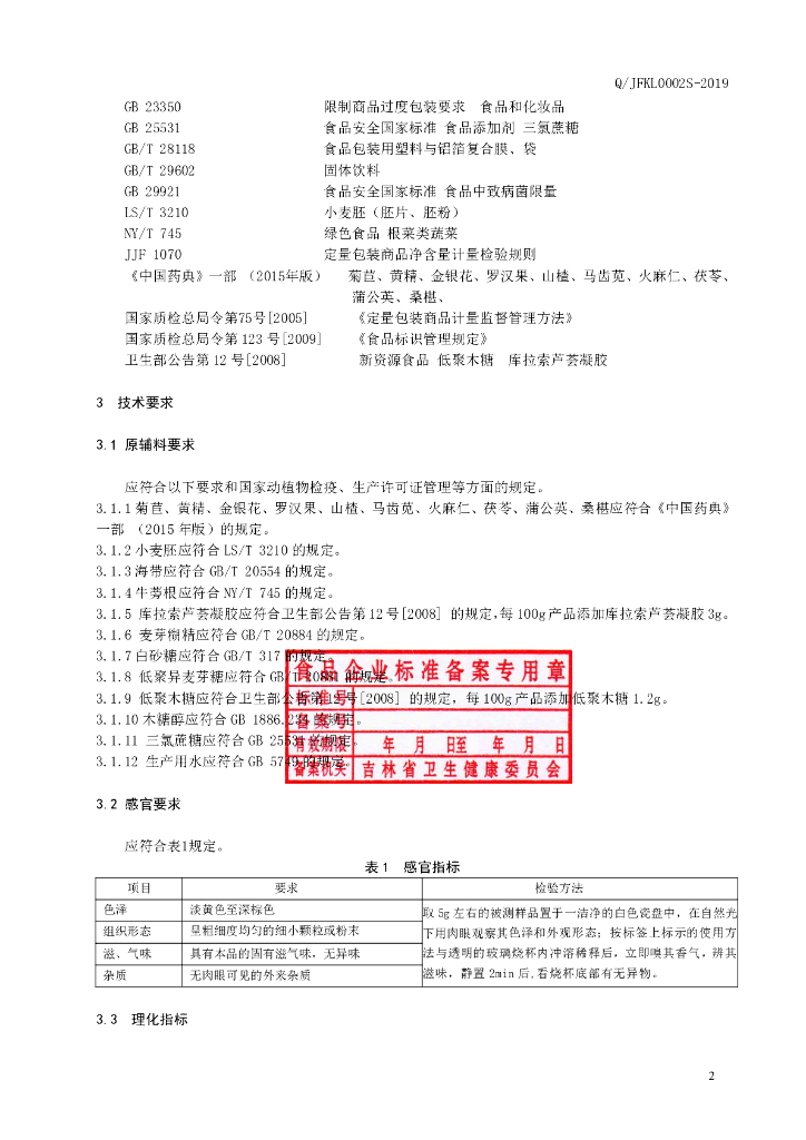 Q/JFKL 0002S-2019 标准预览