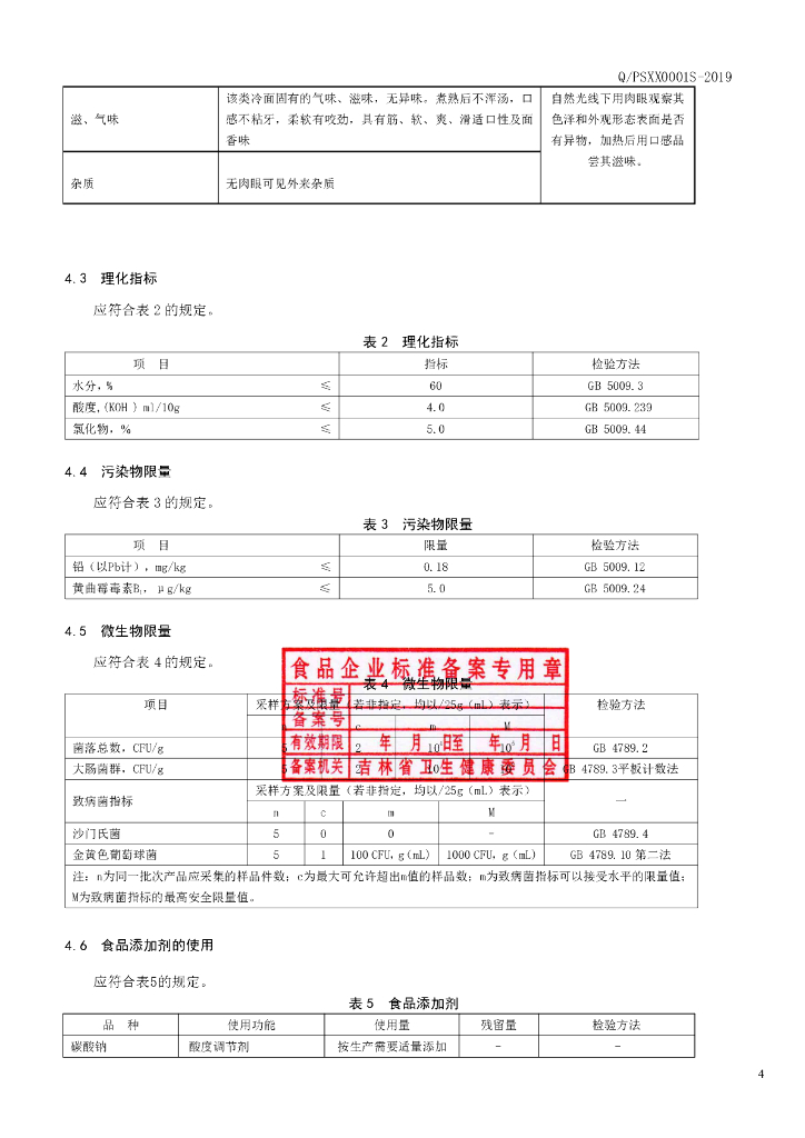 Q/PSXX 0001S-2019 标准预览