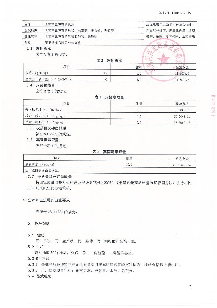 Q/ANZL 0001S-2019 标准预览