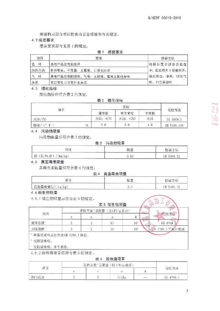 Q/HZRF 0001S-2019 标准预览